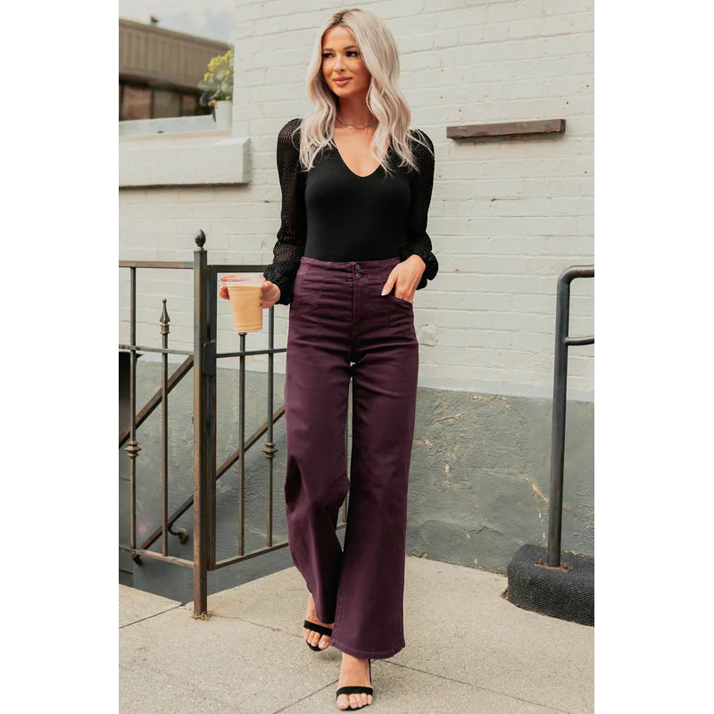 Caotta High Rise Wide Leg Mica Denim Jeans Plum - AngraBech