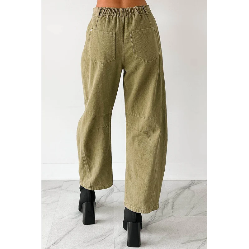 Hansen Hight Rise Barrel Jeans Olive - AngraBech