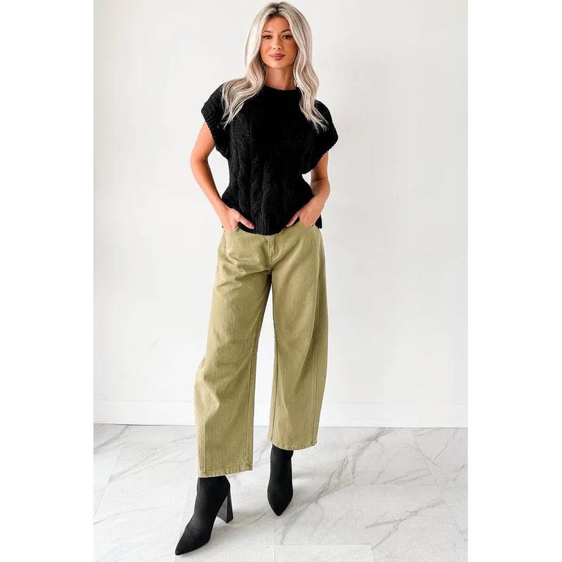 Hansen Hight Rise Barrel Jeans Olive - AngraBech