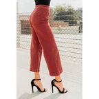 Frances Wide Leg Cropped Mica Denim Jeans Dark Red - AngraBech