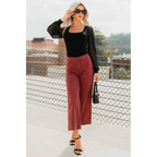 Frances Wide Leg Cropped Mica Denim Jeans Dark Red - AngraBech