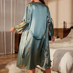 Satin Cherry Print Belted Robe - AngraBech