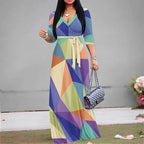 Flowy Colourful Print Maxi Dress - AngraBech