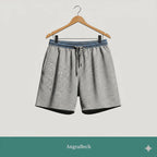Mens Casual Cotton Leopard And Denim Patchwork Elastic Waist Drawstring Shorts
