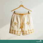 Mens Summer Fashion Cotton And Linen Embroidered Casual Shorts