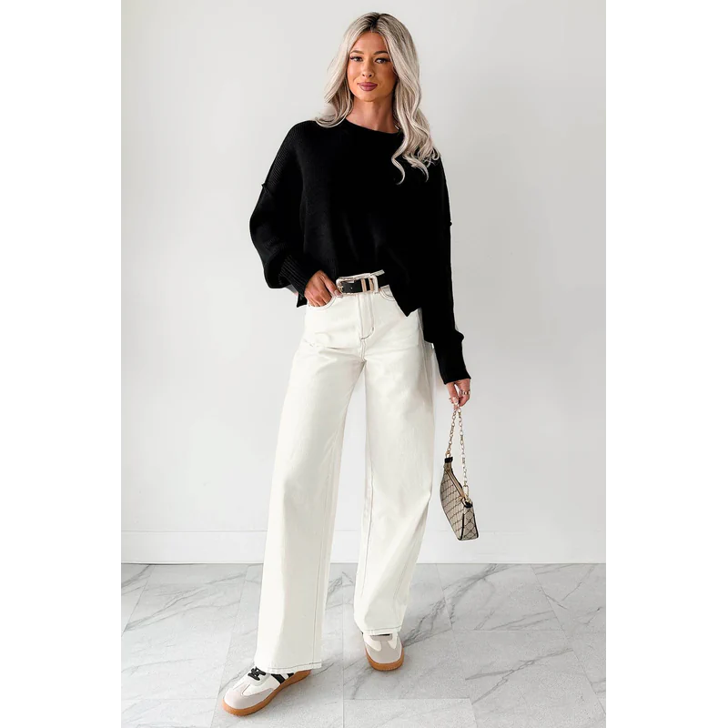 Lucian High Rise Wide Leg Jemina Jeans Ivory - AngraBech