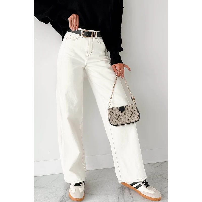 Lucian High Rise Wide Leg Jemina Jeans Ivory - AngraBech
