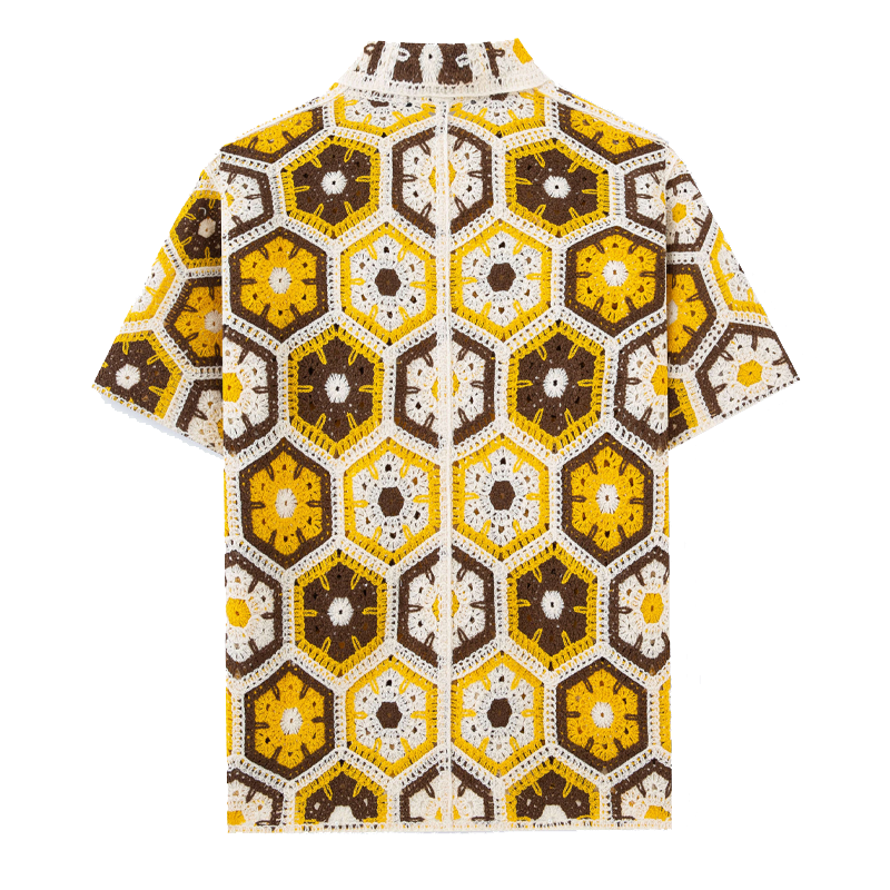 Mens Floral Jacquard Short Sleeved Shirt Mta0524f6x