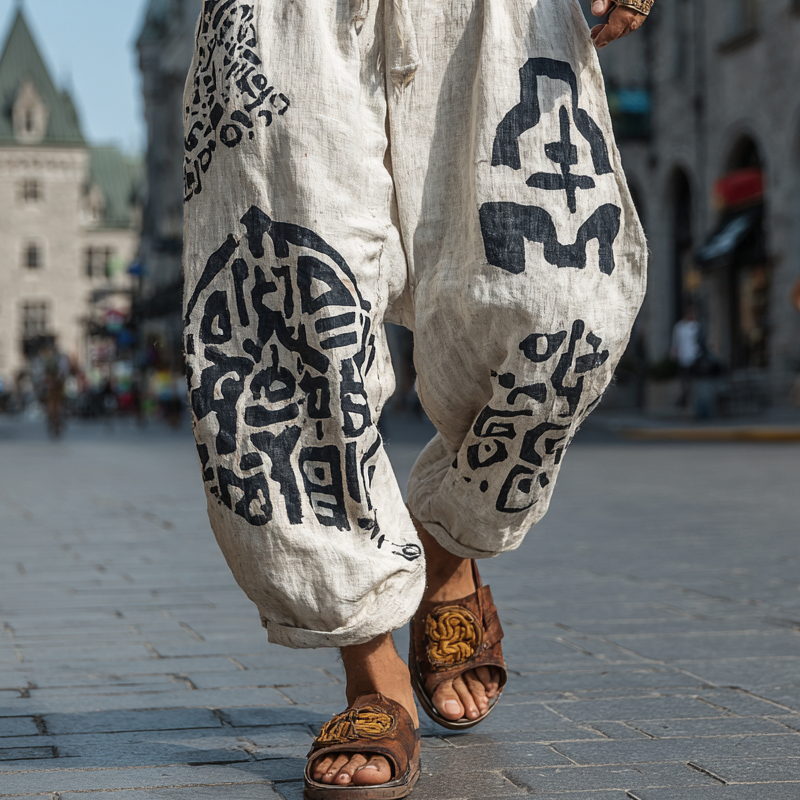Mens Bohemian Print Loose Pants Mta0412g6x