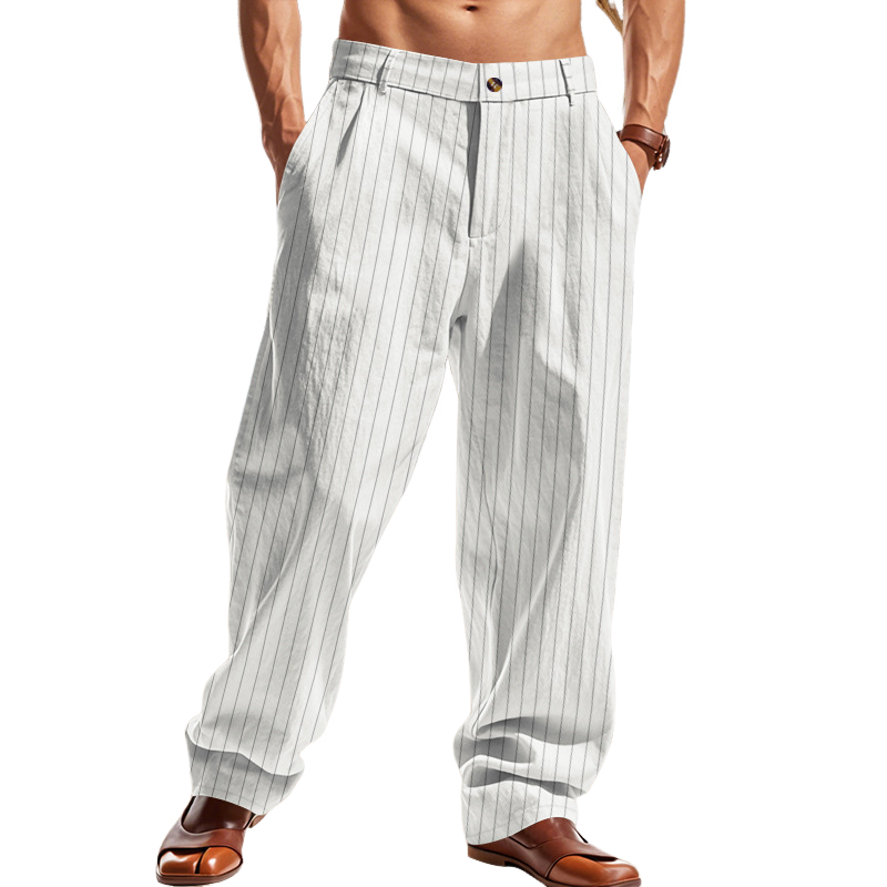 Mens Casual Striped Straight Loose Casual Pants Mta1321f1x