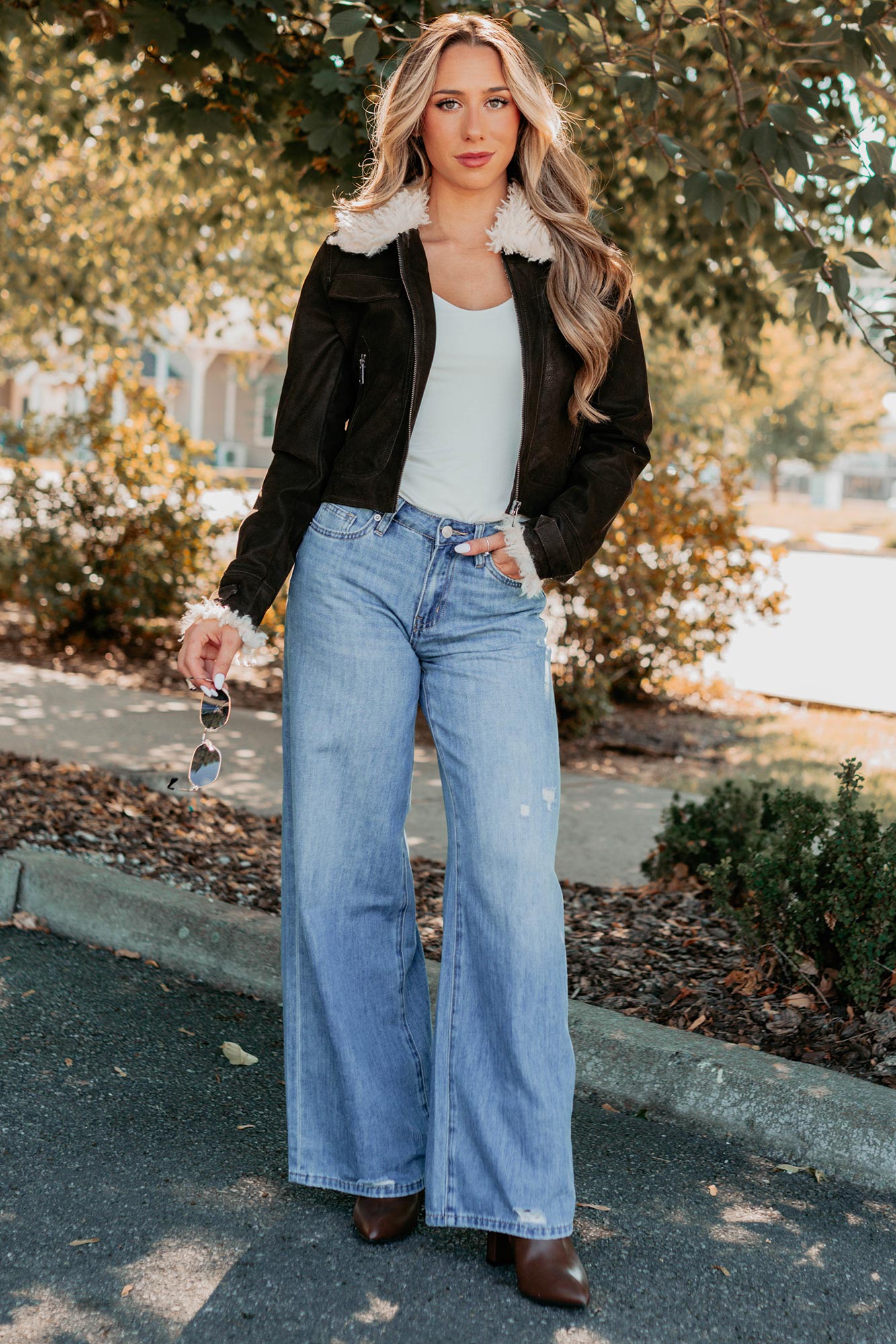 Jillian High Rise Wide Leg Mica Denim Jeans (Le Bleu) - NanaMacs