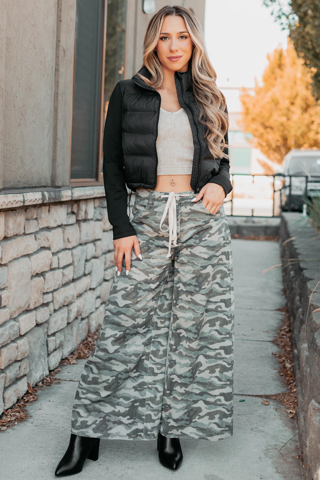 Patrick Drawstring NoaBoa Denim Pants (Camo/Green) - NanaMacs