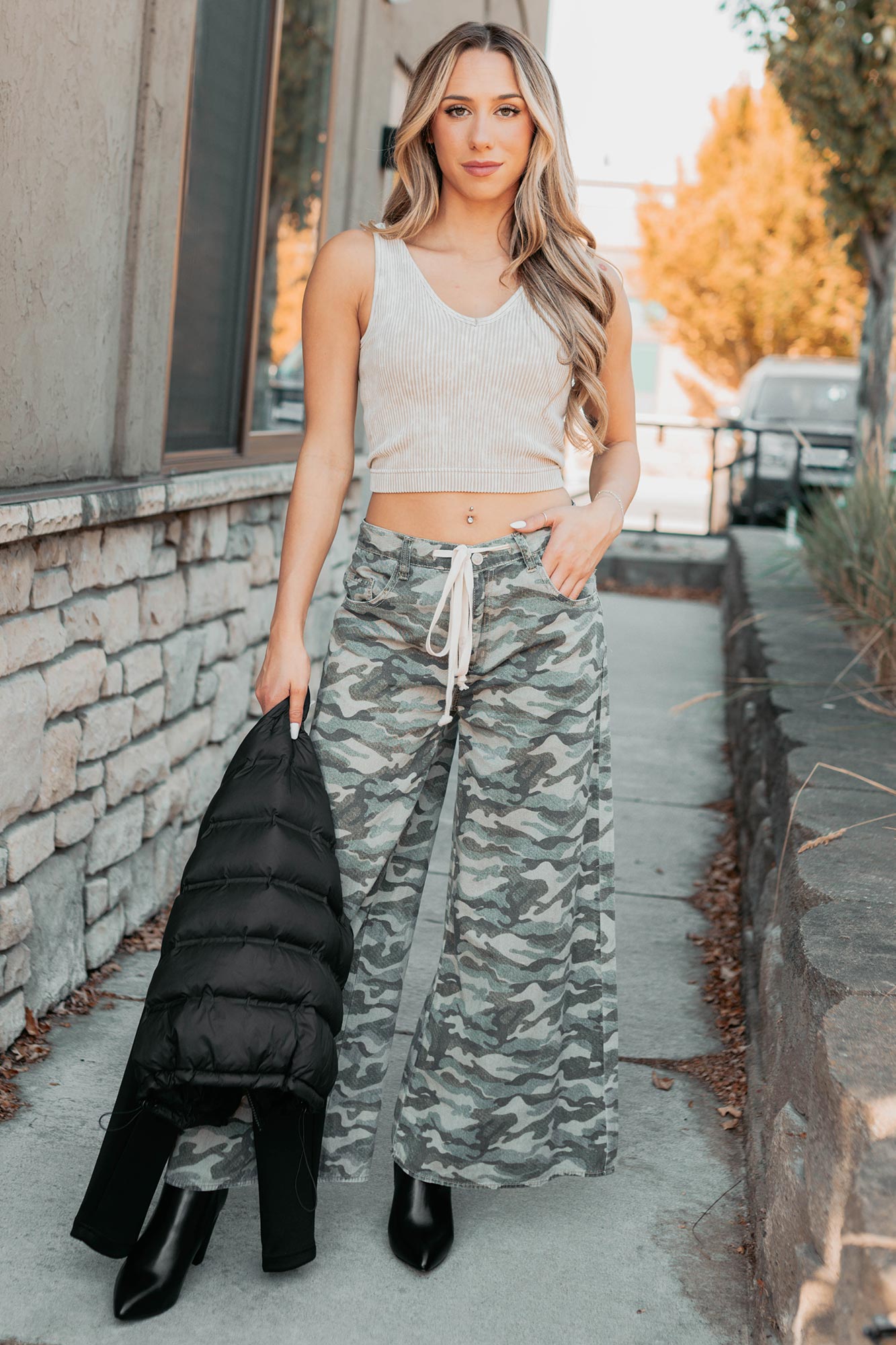 Patrick Drawstring NoaBoa Denim Pants (Camo/Green) - NanaMacs
