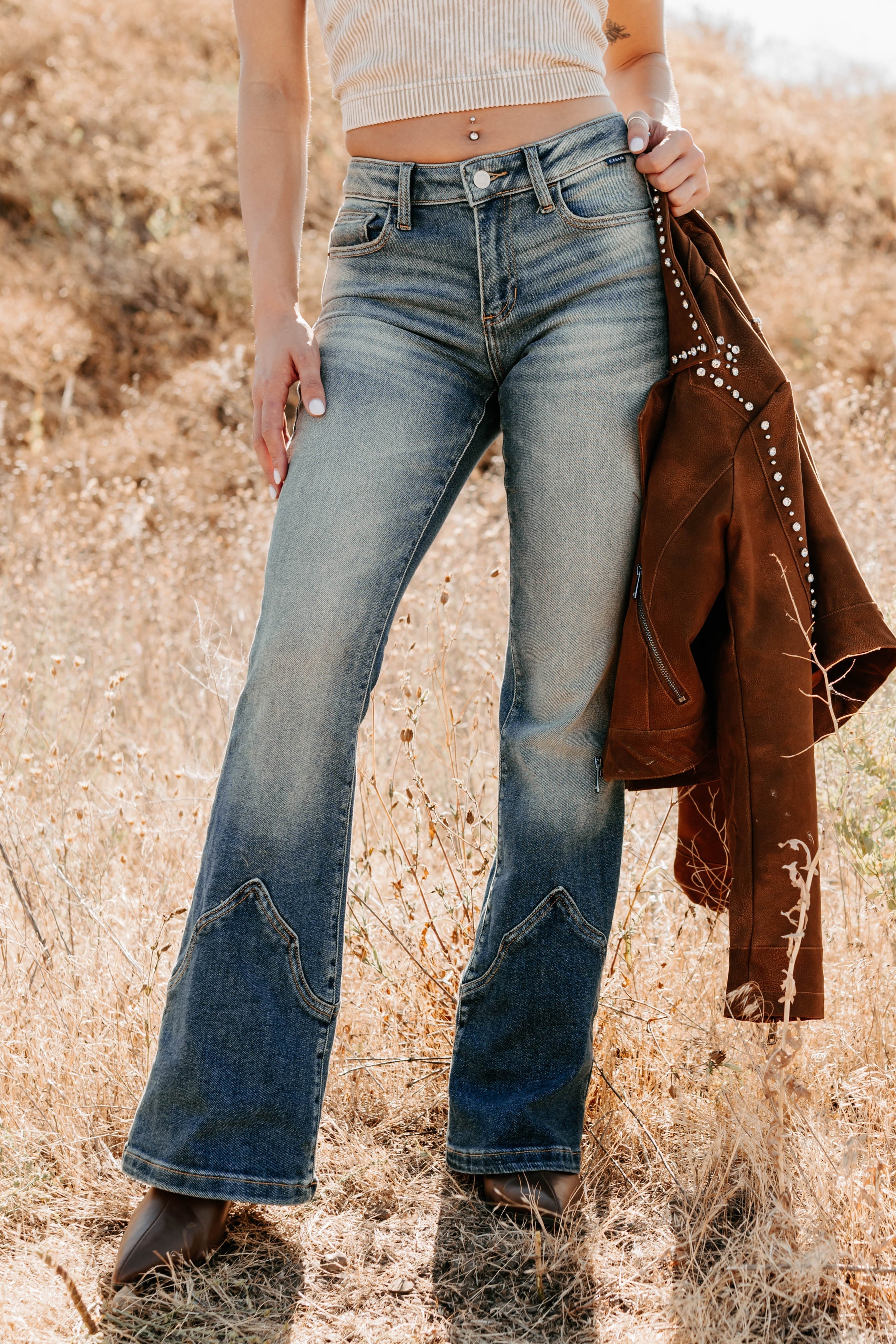 Seymour Mid Rise Western Flare Cello Jeans (Tint) - NanaMacs