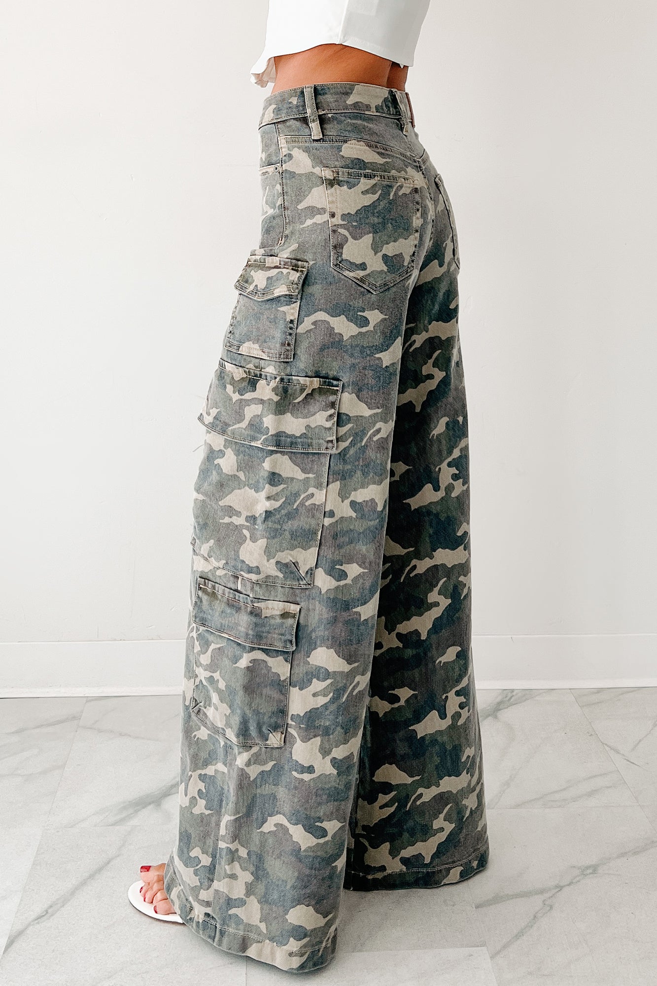 Kayla High Rise Cargo Hidden Jeans (Camouflage) - NanaMacs
