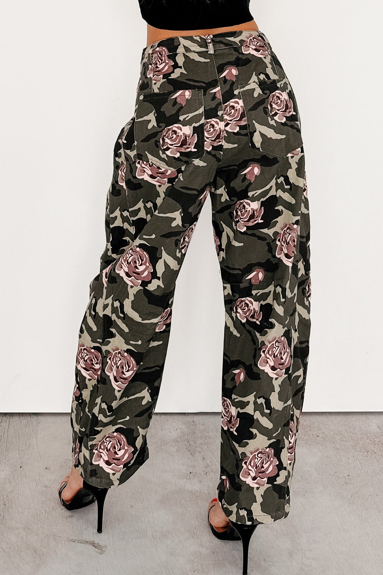 Cover Me In Roses Floral Barrel Jeans (Camo) - Ships By 9/15 - NanaMacs