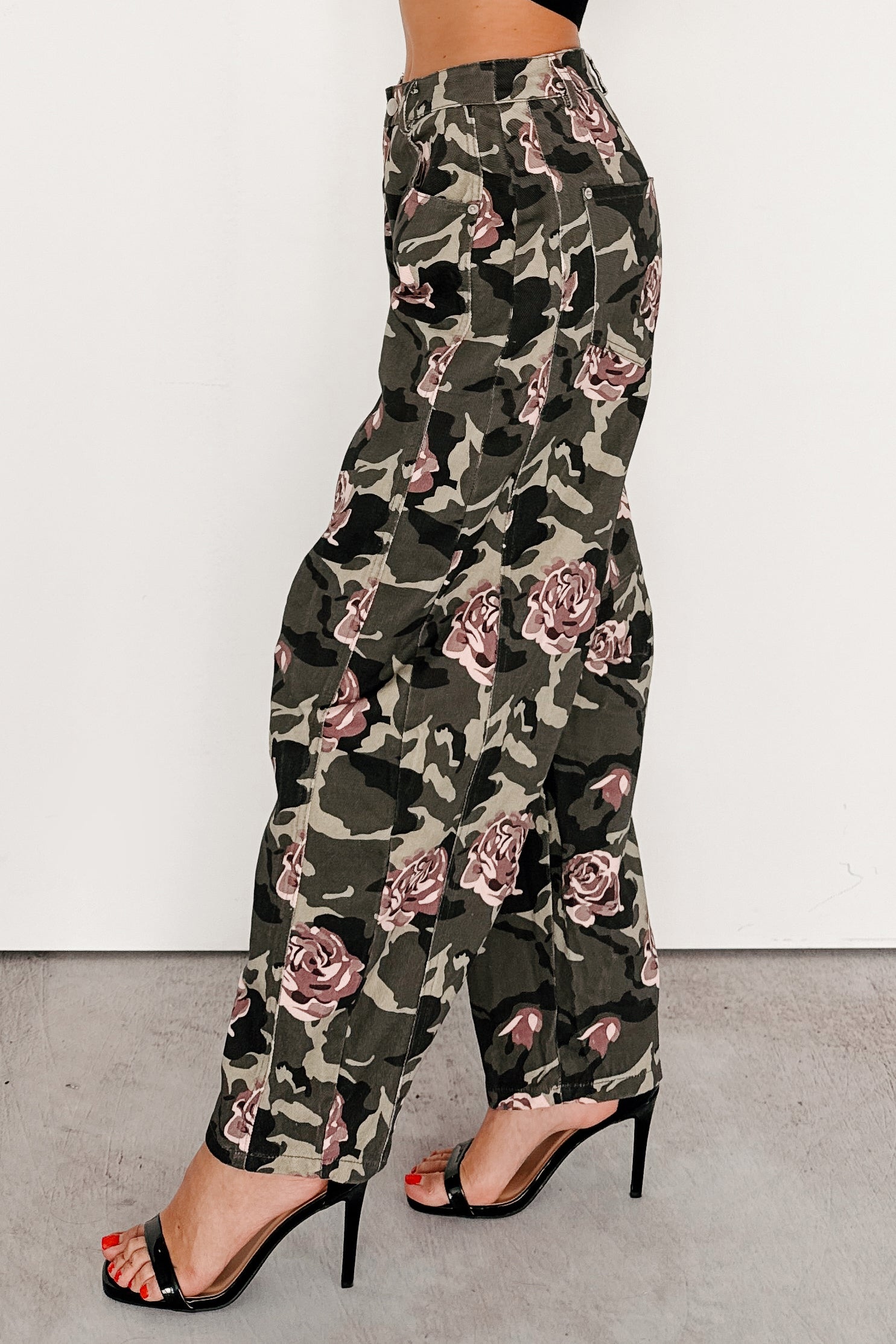 Cover Me In Roses Floral Barrel Jeans (Camo) - Ships By 9/15 - NanaMacs