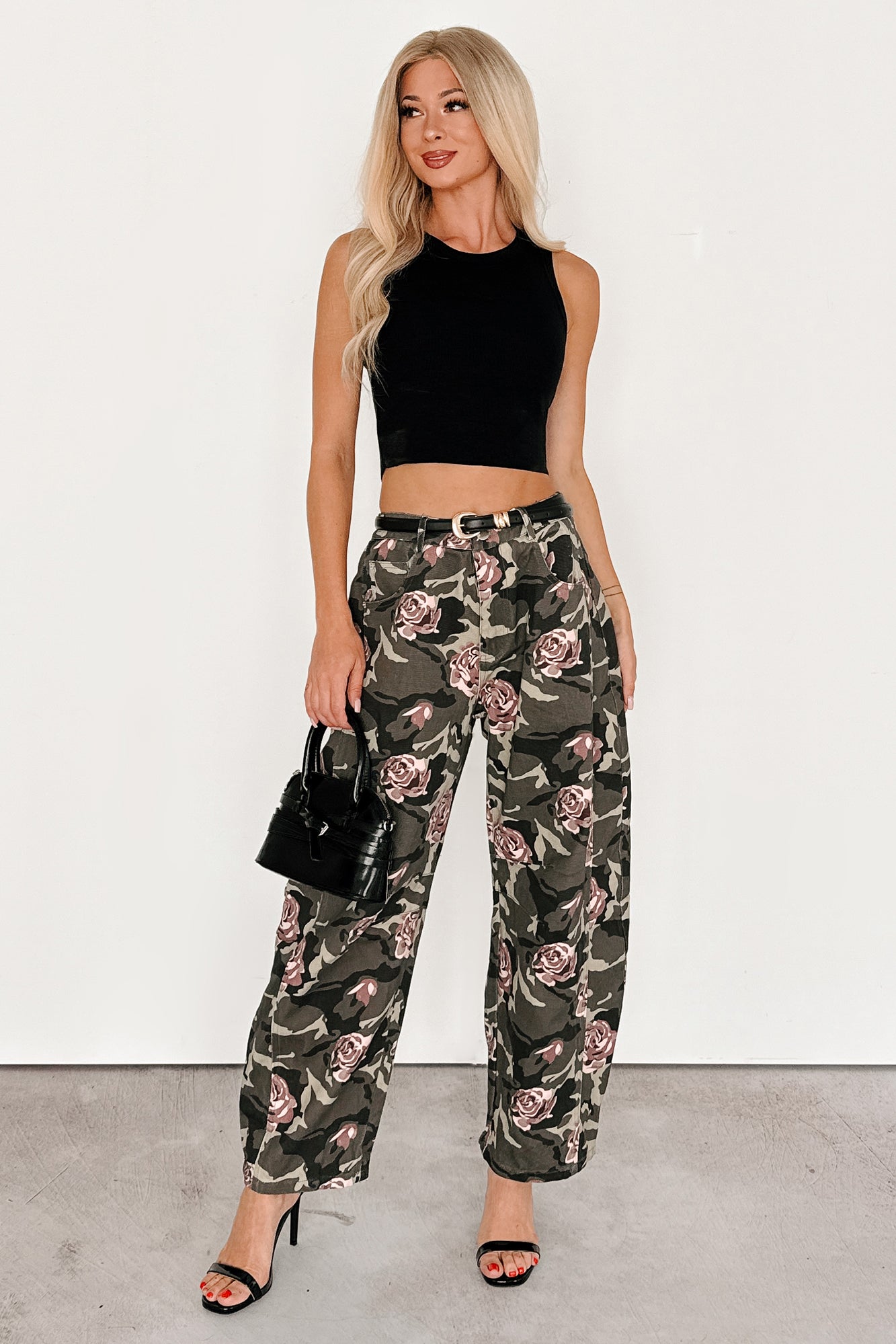 Cover Me In Roses Floral Barrel Jeans (Camo) - Ships By 9/15 - NanaMacs