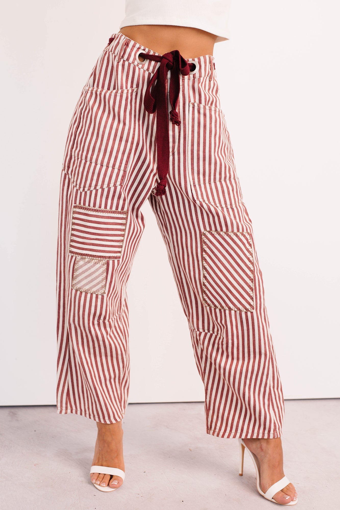 High Spirits Limited Edition Striped Barrel Jeans (Raspberry) - Ships by 9/5 - NanaMacs