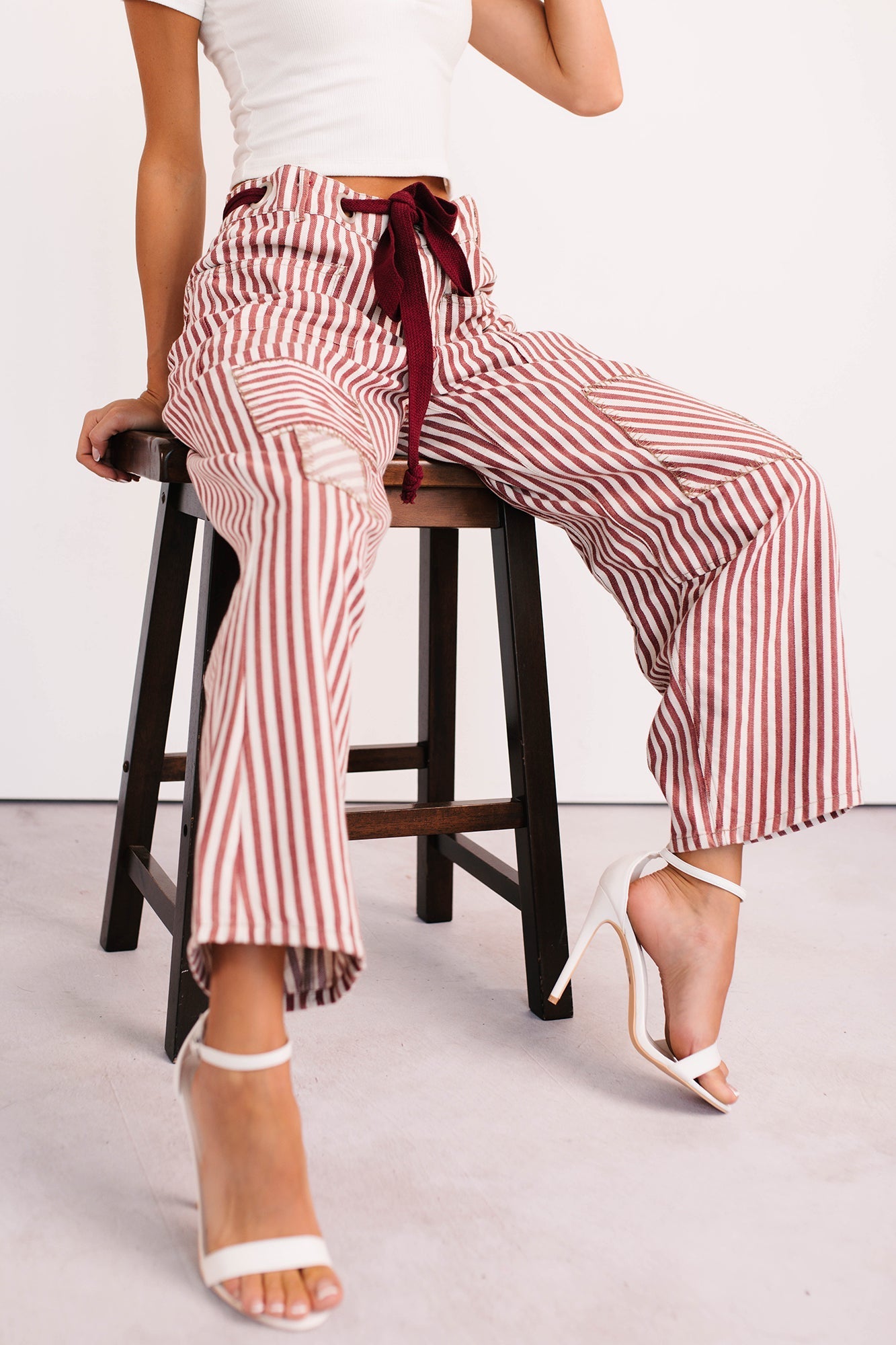 High Spirits Limited Edition Striped Barrel Jeans (Raspberry) - Ships by 9/5 - NanaMacs