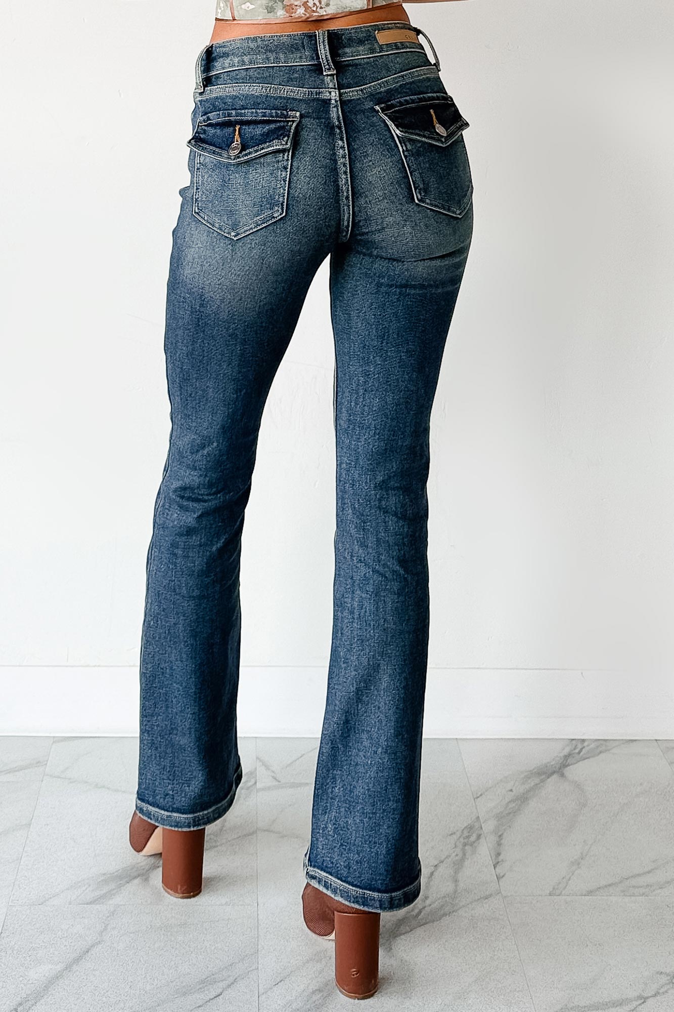 Roman Mid Rise Boot-Cut Cello Jeans (Dark Tint) - NanaMacs