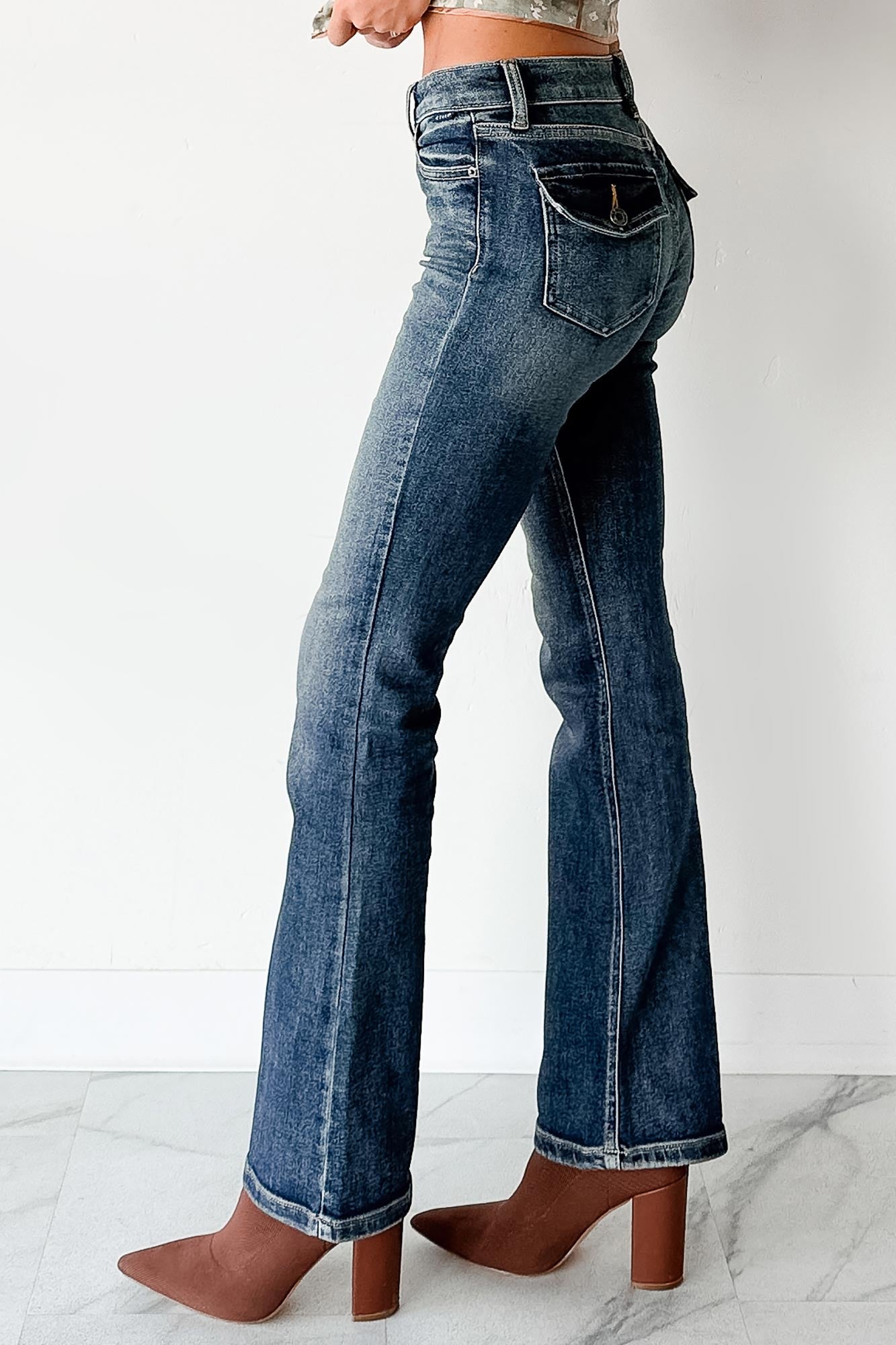 Roman Mid Rise Boot-Cut Cello Jeans (Dark Tint) - NanaMacs