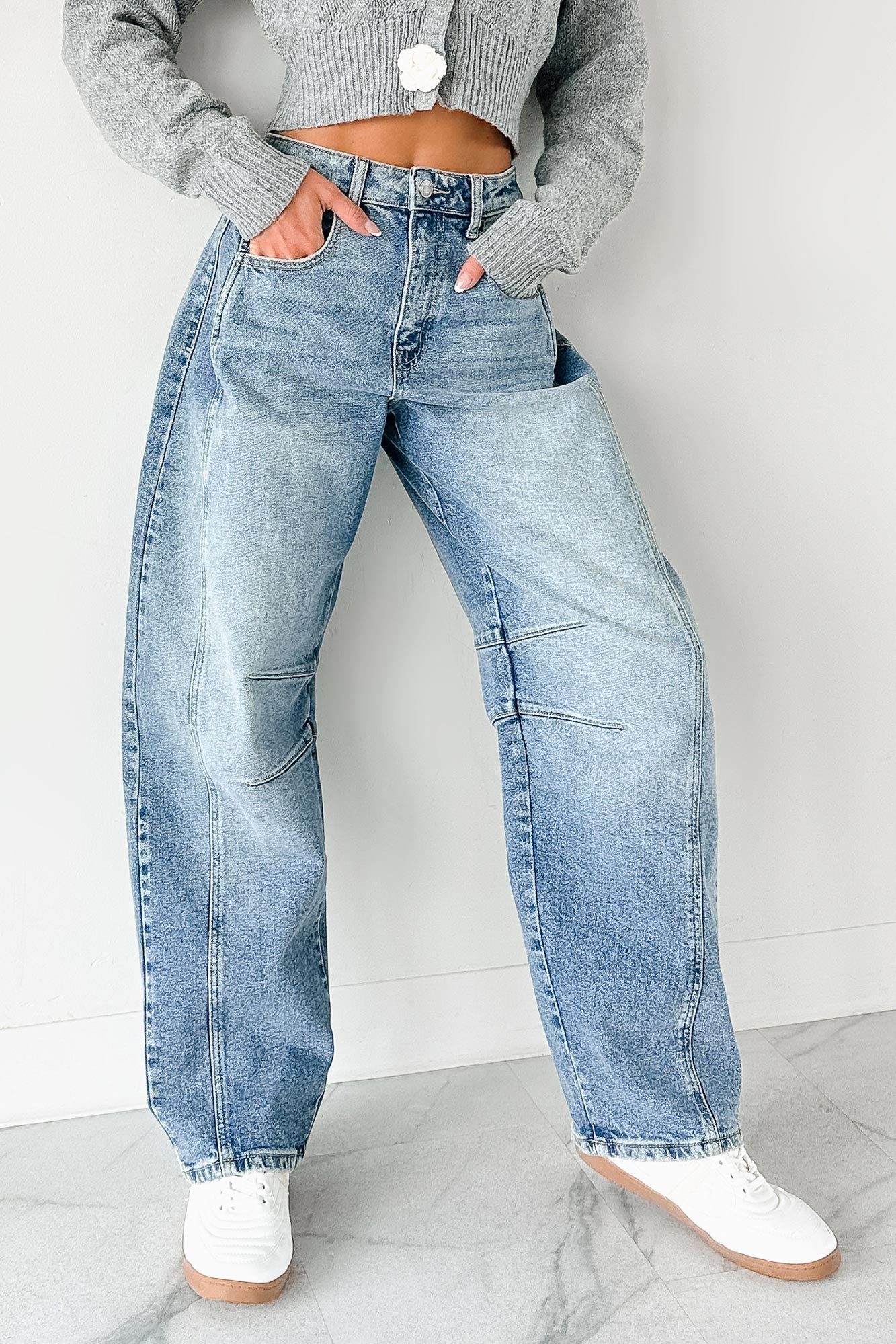 Ardin Mid Rise Barrel Cello Jeans (Medium) - Ships by 9/9 - NanaMacs