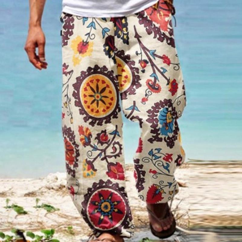 Mens Vintage Loose Printed Drawstring Pants 02559050y