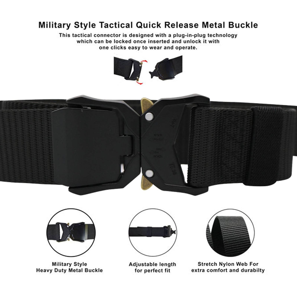 Plus Size Dale Tactical Stretch Webbing Belt Bla - AngraBech