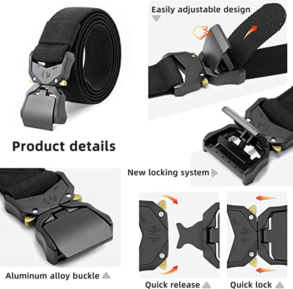 Plus Size Dale Tactical Stretch Webbing Belt Bla - AngraBech