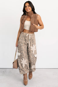 Sun Comes Up POL Drawstring Denim Joggers (Beige Camo) - NanaMacs