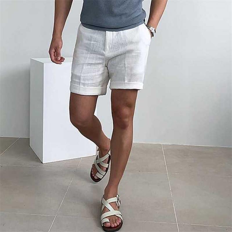 Mens Vintage Linen Beach Shorts 12450822y