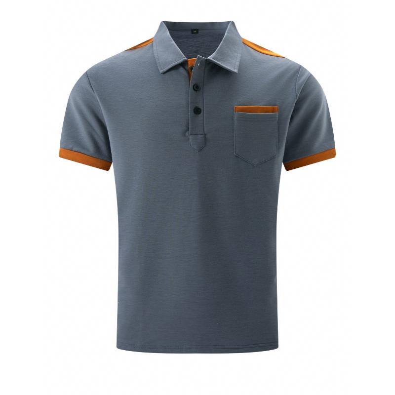 Mens Colorblo Chest Poet Lapel Short Sleeve Polo Shirt 34702997y