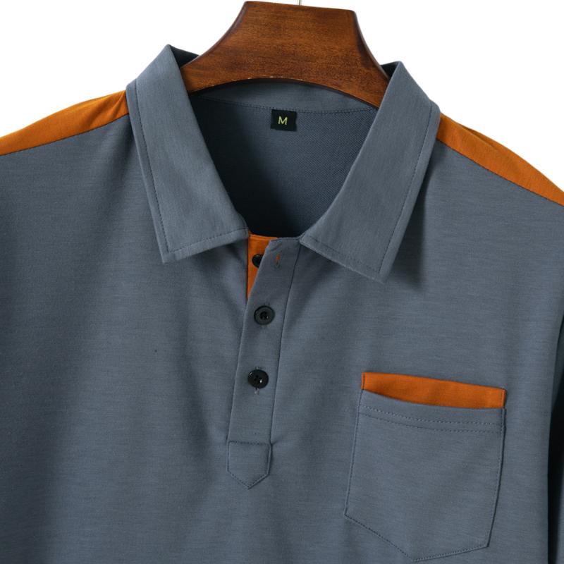 Mens Colorblo Chest Poet Lapel Short Sleeve Polo Shirt 34702997y