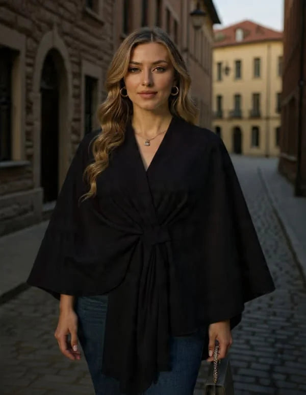 🔥Elegant Shawl Wraps Soft Open Front Poncho Sweater (Pre-Black Friday Sale)